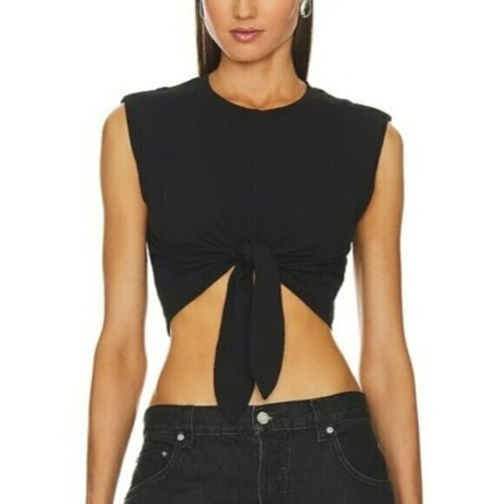 Lovers and Friends Cybil Tie Front Top - Black